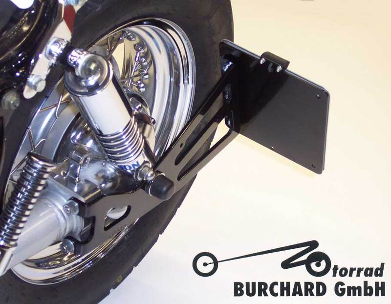 BURCHARD EXCELLENCE Seitlicher Kennzeichenhalter mit Teilegutachten, Yamaha XV Virago, schwarz glänzend