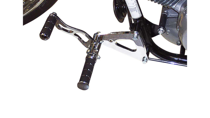 BURCHARD EXCELLENCE vorverlegte Fußrastenanlage mit ABE, +16 cm, Honda VT 125 Shadow, Ness gefräst, chrom