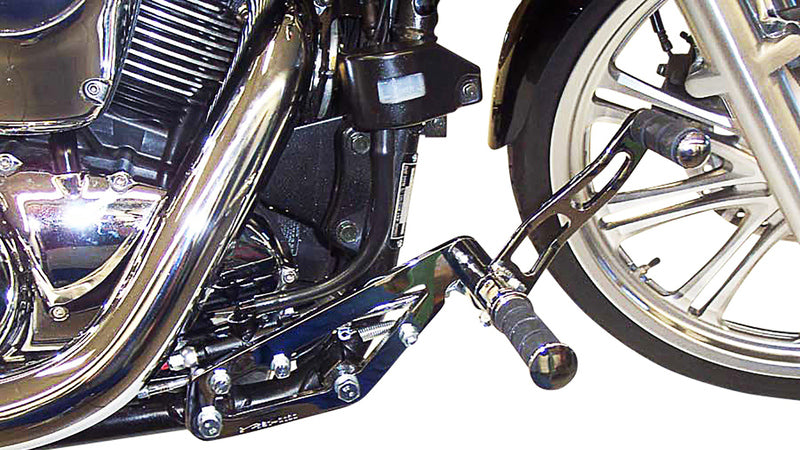 BURCHARD EXCELLENCE vorverlegte Fußrastenanlage mit ABE, +17 cm, Kawasaki VN 900 Classic /Custom, Sundance gefräst, chrom