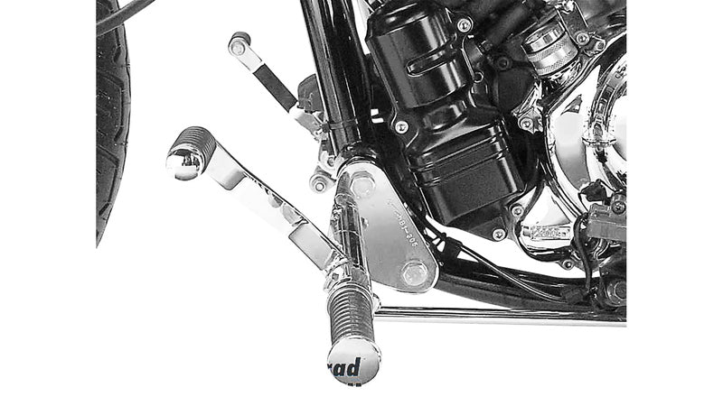 BURCHARD EXCELLENCE vorverlegte Fußrastenanlage mit ABE, +12 cm, Kawasaki XVS 650 Drag Star /Classic, Ness gefräst, chrom