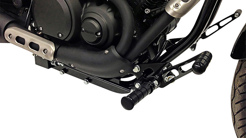 BURCHARD EXCELLENCE vorverlegte Fußrastenanlage mit ABE, +35 cm, Yamaha XV 950 Bolt, Ness gefräst, schwarz matt