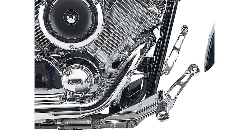 BURCHARD EXCELLENCE vorverlegte Fußrastenanlage mit ABE, +19 cm, Yamaha XVS 1100 Drag Star /Classic, Sundance gefräst, chrom