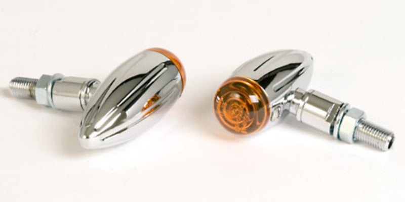 HIGHSIDER Smart Micro-Bullet Glühlampen Blinker Gehäuse Chrom / Linse Orange (Paar), Vorn & Hinten