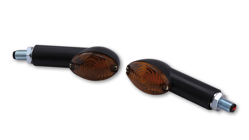 HIGHSIDER smart CAT-EYE Mini Blinker, langer Stiel, schwarzes Gehäuse, rauchgraue Linse