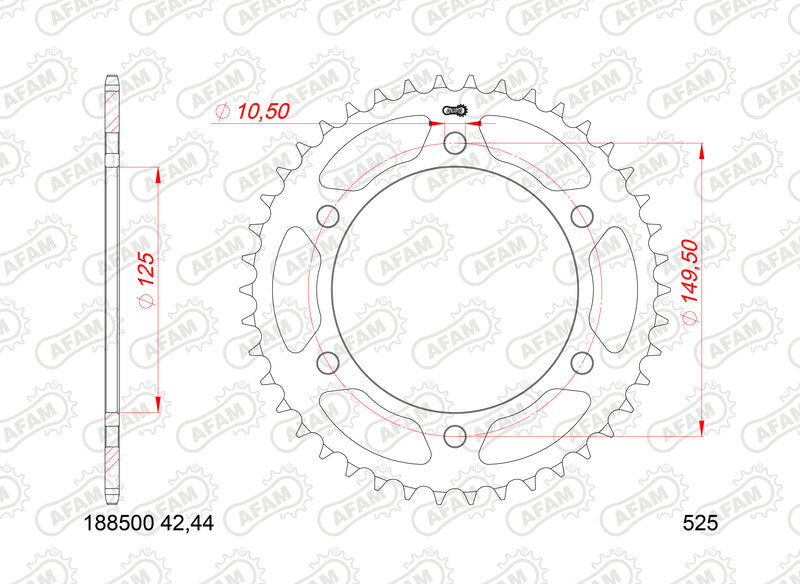 AFAM Stahl Standard Kettenrad 188500 - 525