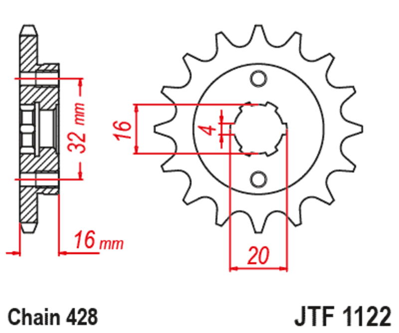 JT SPROCKETS Standard Stahlritzel vorne 1122 - 428