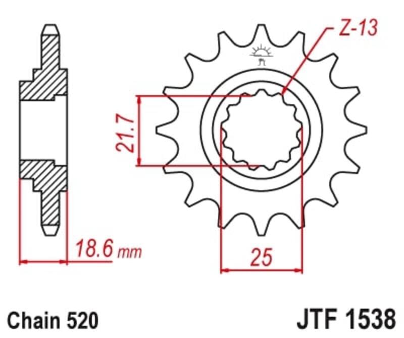 JT SPROCKETS geräuscharmes vorderes Stahlritzel