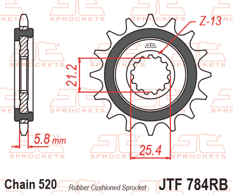 JT SPROCKETS Geräuschgedämpftes Stahlritzel vorne - 520