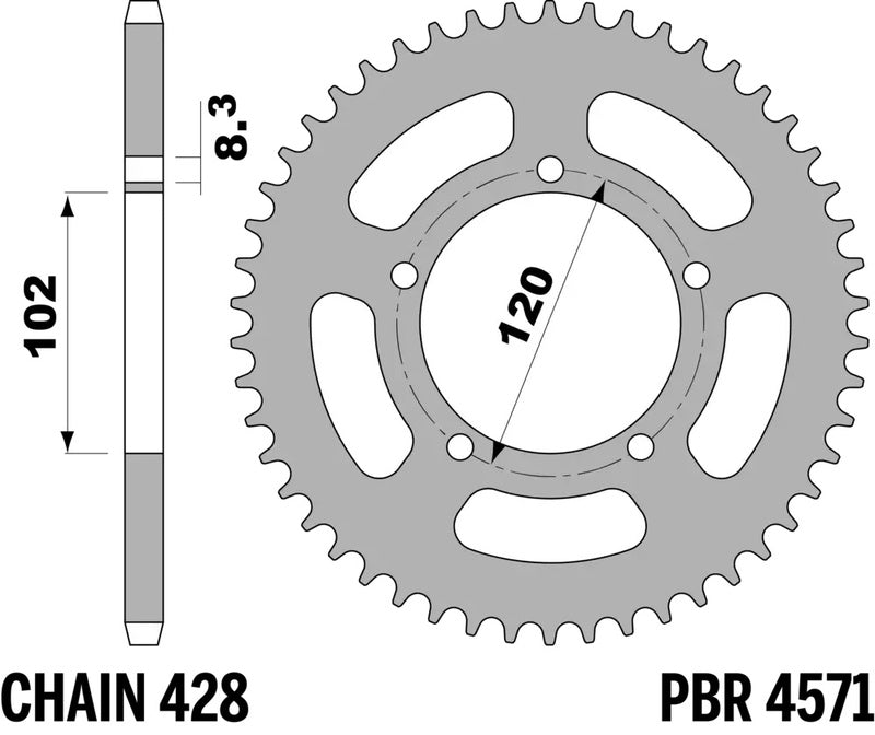 PBR Standard Kettenrad Stahl 4571 - 428