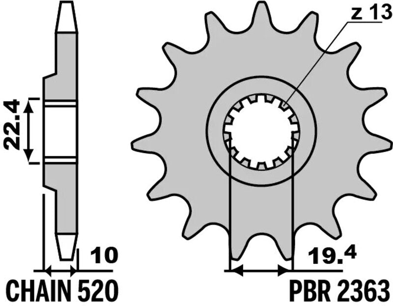 PBR Geräuschgedämpftes Stahlritzel vorne - 520