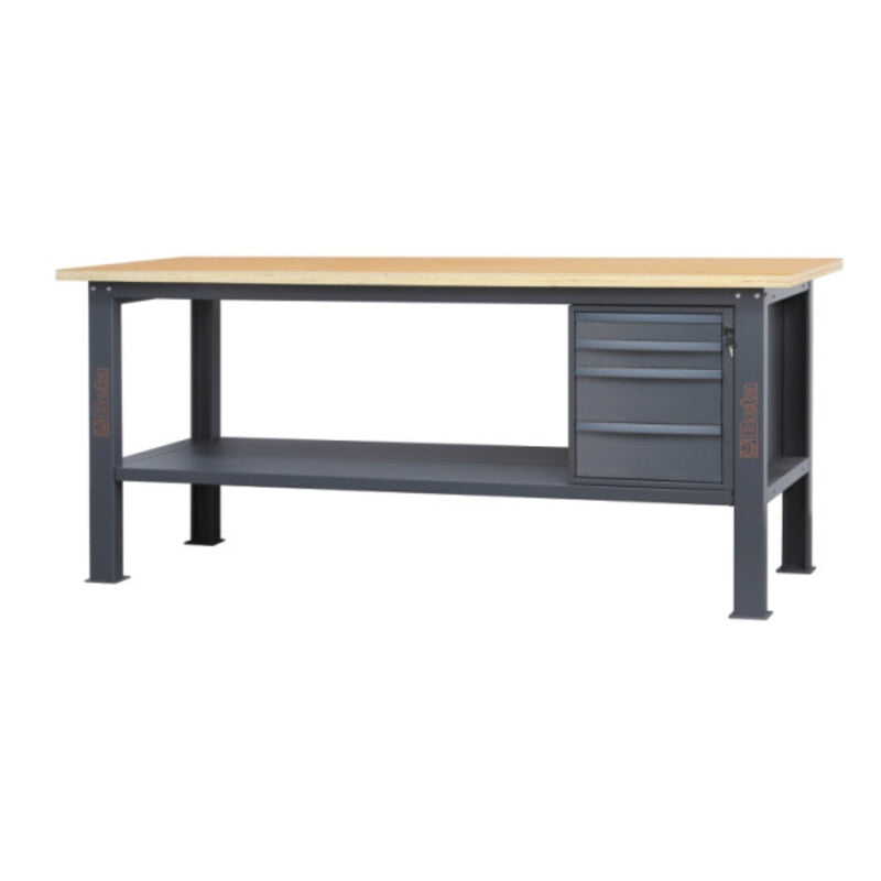 BETA Werkbank C58BC-W2,1 mit Holzplatte und 4 Schubladen, 2,1 m - Anthrazit