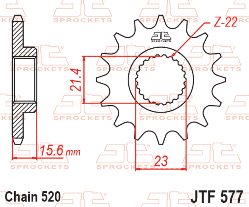 JT SPROCKETS Geräuschgedämpftes Stahlritzel vorne - 520