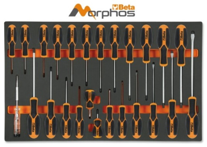 BETA EVA-Schaumeinlage mit Morphos Schraubendrehern für Schlitz, Phillips® und Torx®
