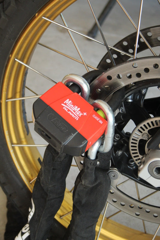 VECTOR Diebstahlschutz-Set mit Kette 1.30m + MiniMax+ Alarm Diebstahlschutz/Scheibe Schloss