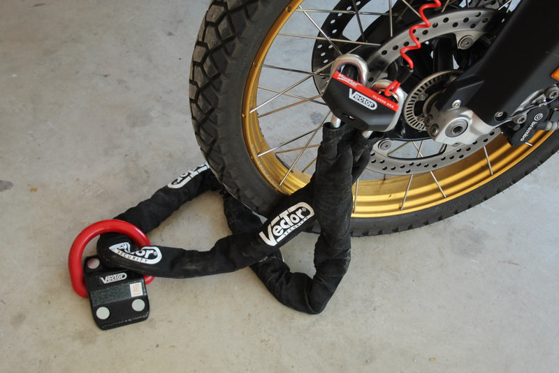 VECTOR Diebstahlschutz-Set mit Kette 1.30m + MiniMax+ Diebstahlschutz/Scheibe Schloss + Wandanker Compac Blok