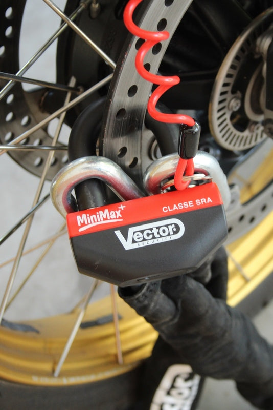 VECTOR Diebstahlschutz-Set mit Kette 1.30m + MiniMax+ Diebstahlschutz/Scheibe Schloss + Wandanker Compac Blok