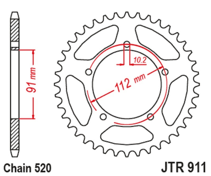 JT/JT Kettenkit 520X1R 14/46 Standard - Standard Kettenrad