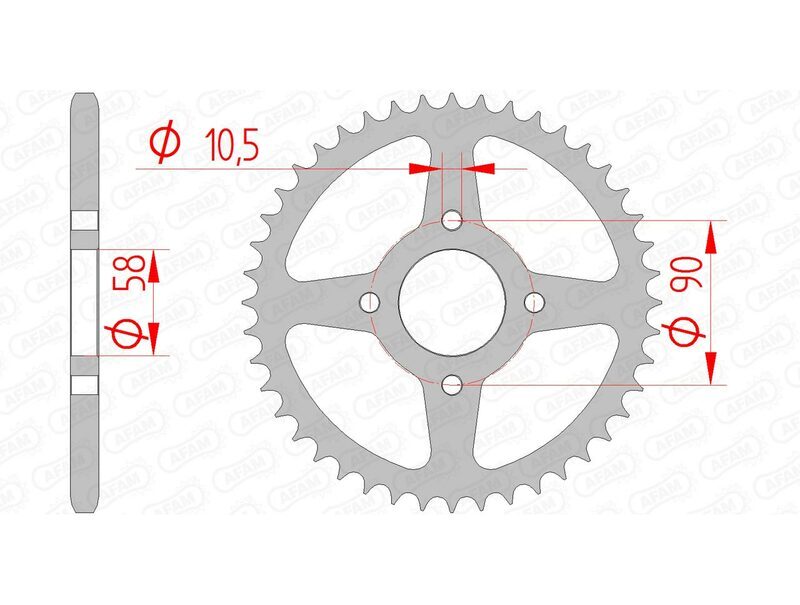 AFAM Kettenkit 520XLR2 13/44 Standard - Standard Kettenrad 10221