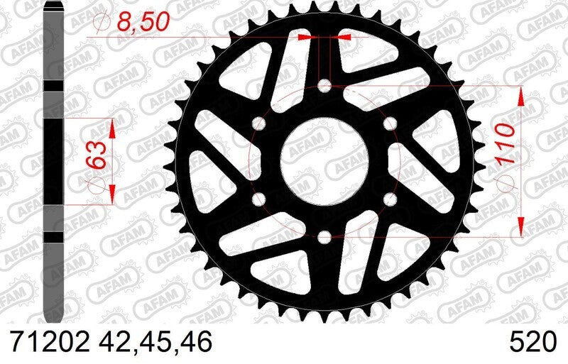 AFAM Kettenkit 520XLR2 13/45 Standard - Standard Kettenrad 71202