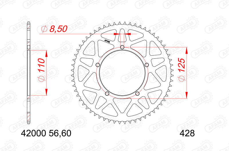 AFAM Kettenkit A428M 13/60 - Aluminium Kettenrad Type 42000