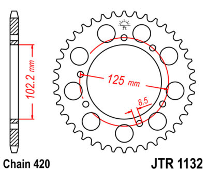JT/JT Kettenkit 420HDR 11/53 Standard - Standard Kettenrad 1132