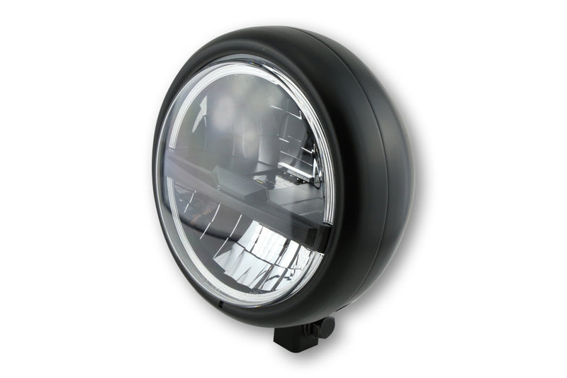 HIGHSIDER pro 5 3/4 Zoll LED-Scheinwerfer PECOS TYPE 5, mattschwarz, schwarze Streuscheibe, Befestigung unten