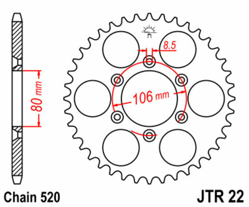 JT/JT Kettenkit 520HDS 17/49 standard - standard Kettenrad