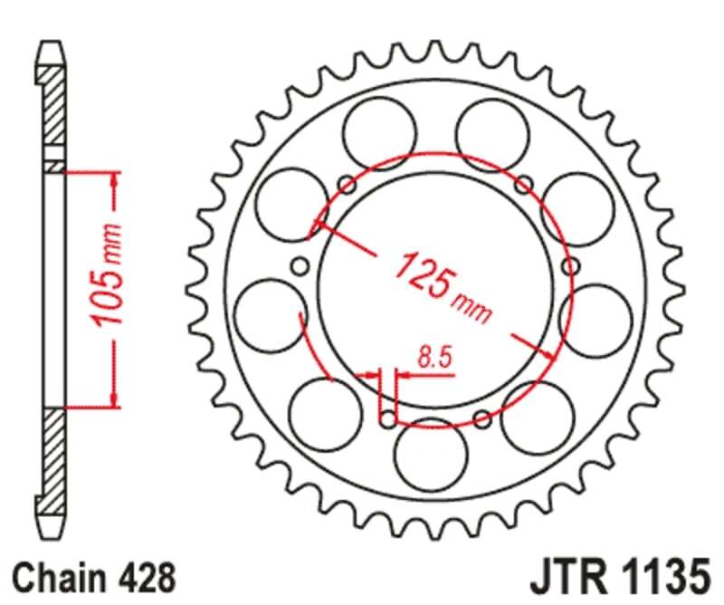 JT/JT Kettenkit 428HDR 13/69 standard - standard Kettenrad