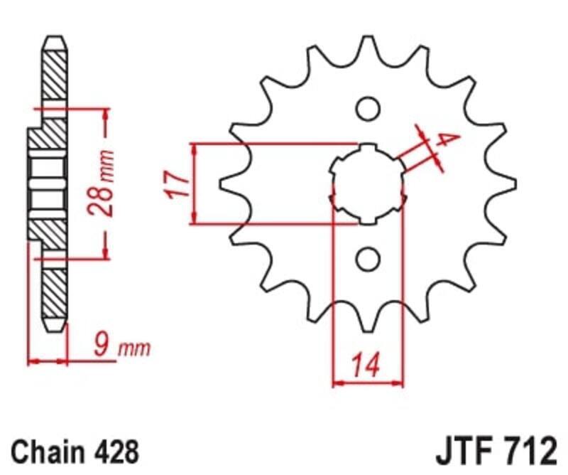 JT/JT Kettenkit 428HDR 13/69 standard - standard Kettenrad