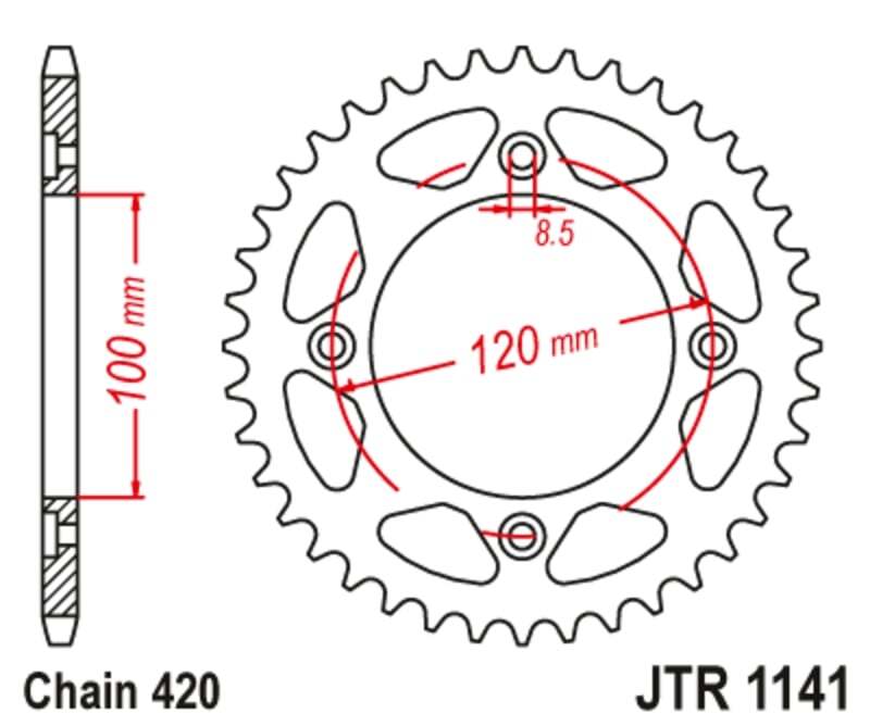 JT/JT Kettenkit 428HDR 11/62 standard - standard Kettenrad