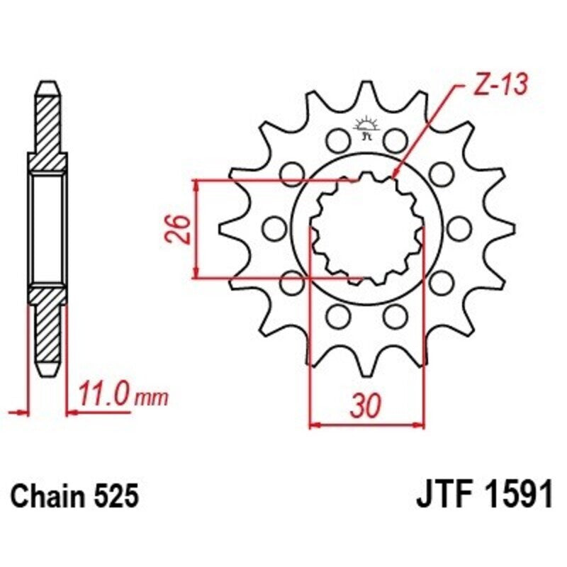 EK/JT Kettenkit 525SRX2 16/42 - standard Kettenrad