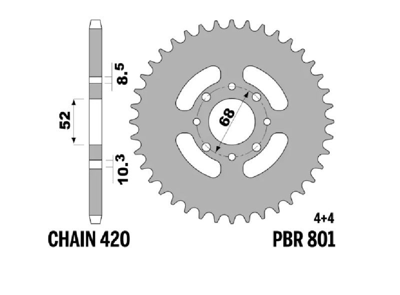 EK/PBR Kettenkit 420DEH 13/49-120 - standard Kettenrad Stahl