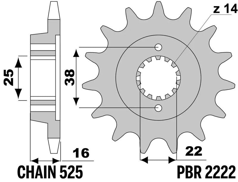 EK/PBR Kettenkit 520MVXZ2 15/41-104 - verstärktes Kettenrad