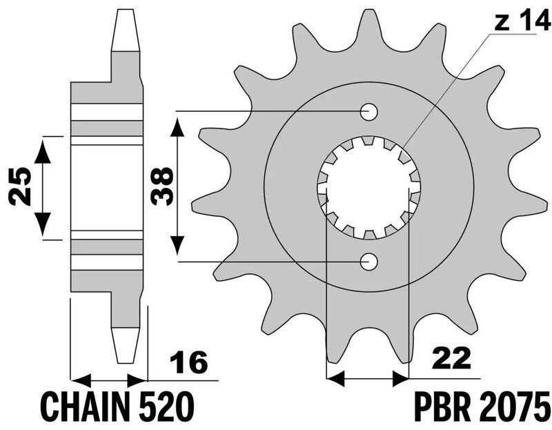EK/PBR Kettenkit 520 MVXZ2 - 15/46-104 - Kettenrad Standard Stahl