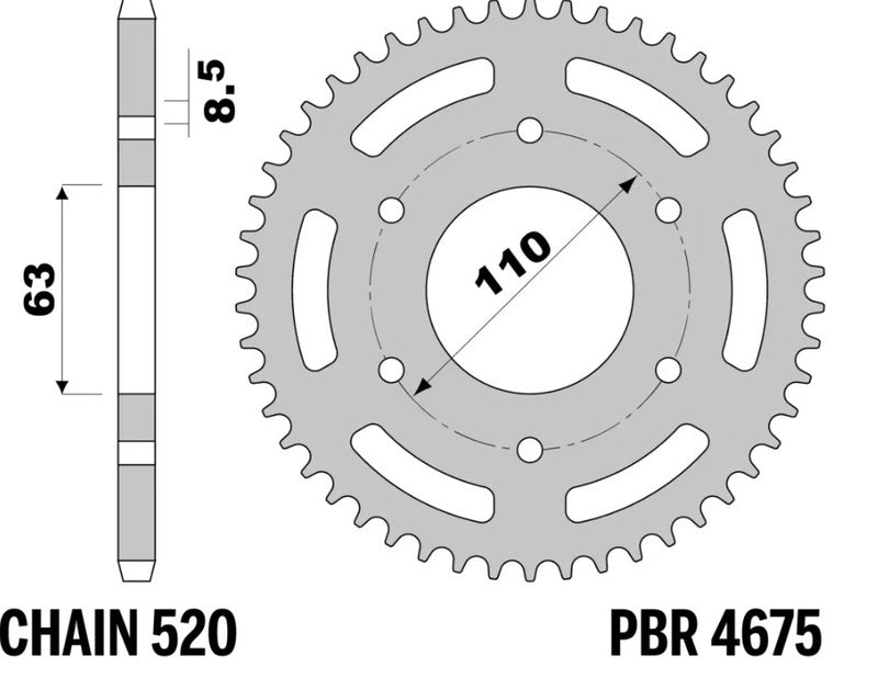 EK/PBR Kettenkit 520SROZ2 14/43-118 - verstärktes Kettenrad