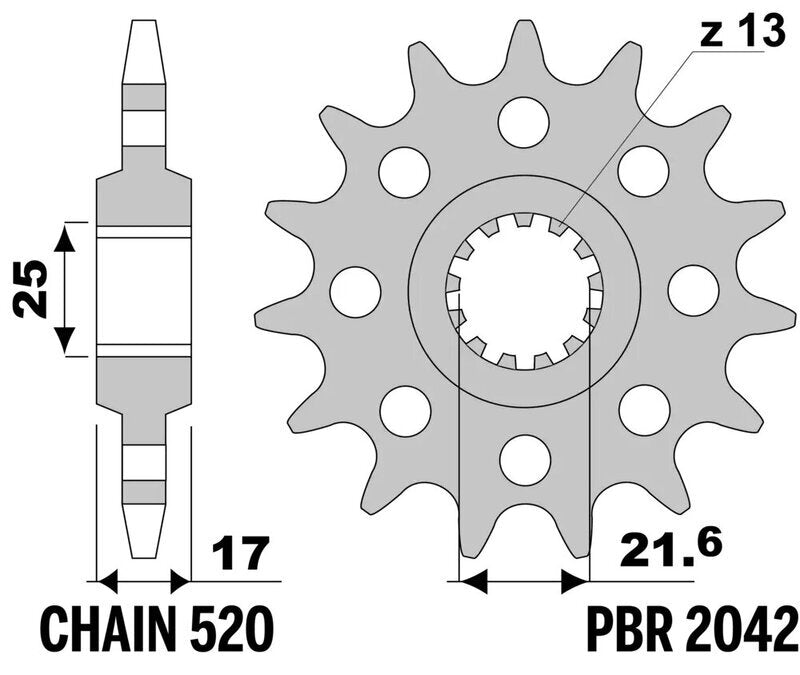 EK/PBR Kettenkit 520 MVXZ2 - 16/39-114 - Kettenrad Standard Stahl