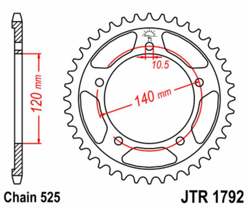 EK/JT Kettensatz 525ZVX3 – 17/45-120 – Stahl Standard-Kettenrad