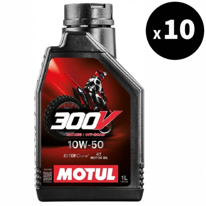 MOTUL 300V Factory Line Off-Road Racing 4T Motoröl 10W-50 1 l (10 Stück)