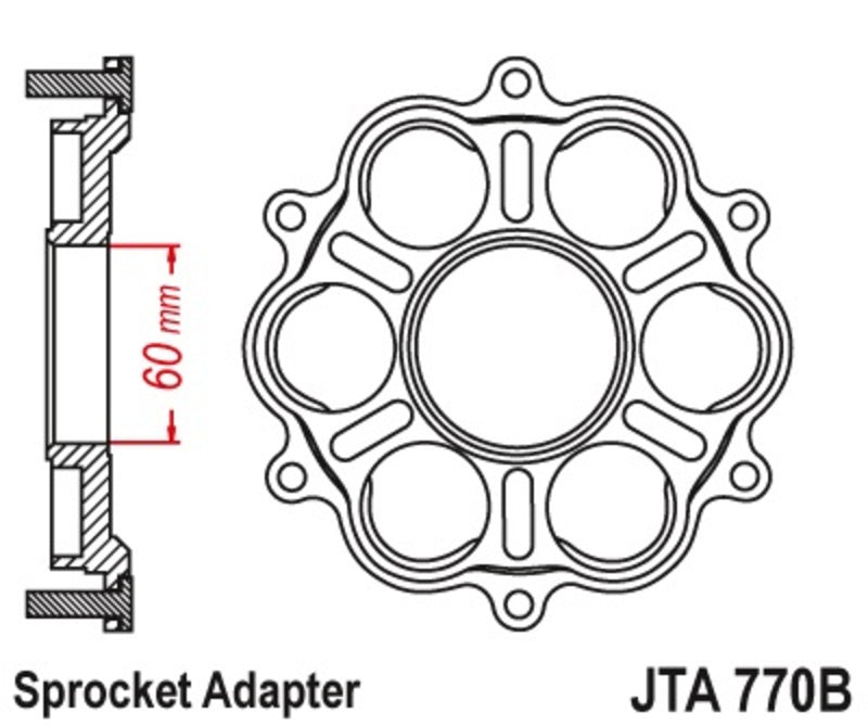 JT SPROCKETS Kettenradträger hinten - 6 Silentbloc Ducati Panigale/Monster