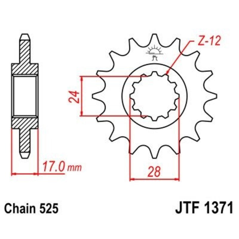 JT SPROCKETS Stahl geräuscharmes vorderes Ritzel 1371 - 525