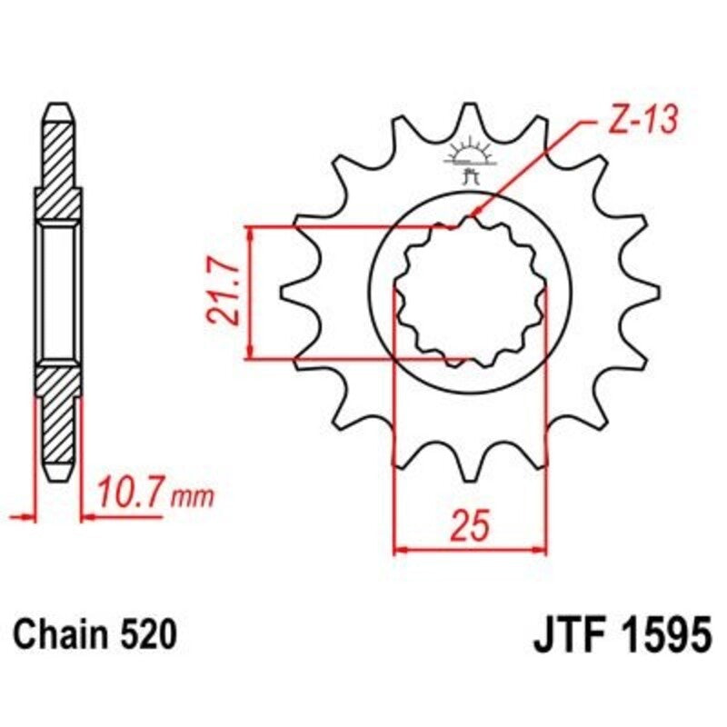 JT SPROCKETS Stahl geräuscharmes vorderes Ritzel 1595 - 520