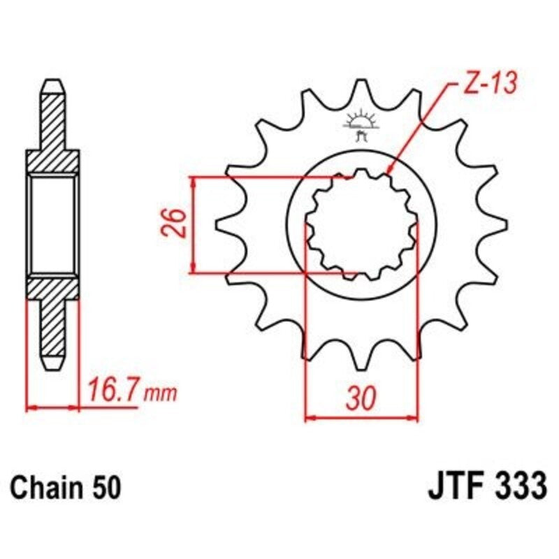 JT SPROCKETS geräuscharmes vorderes Ritzel 333 - 530