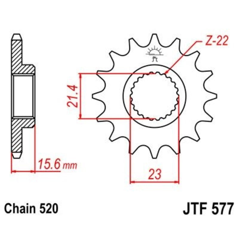 JT SPROCKETS geräuscharmes vorderes Ritzel 577 - 520