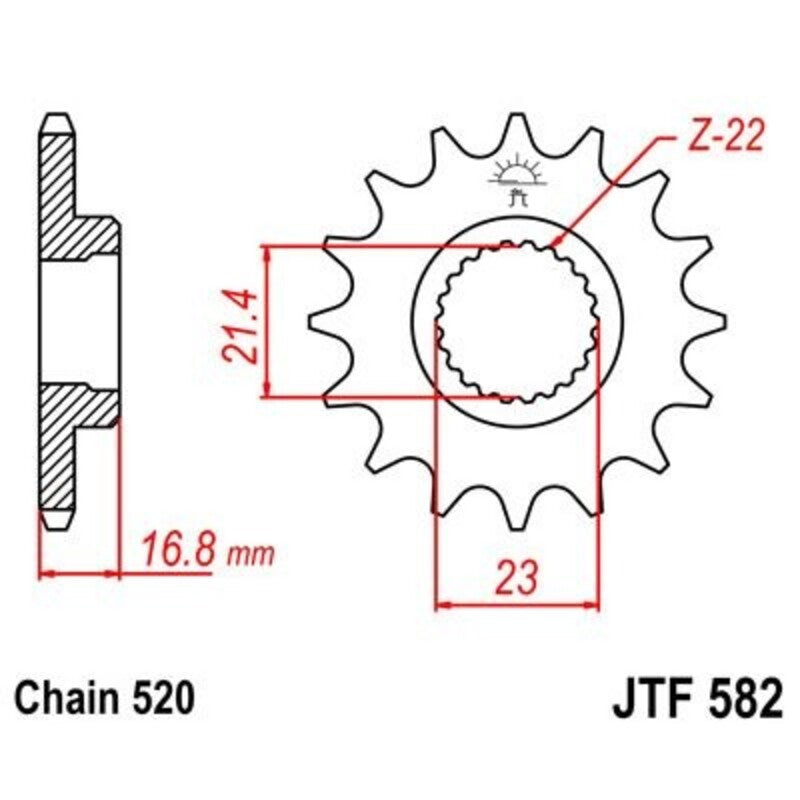 JT SPROCKETS geräuscharmes vorderes Ritzel 582 - 520