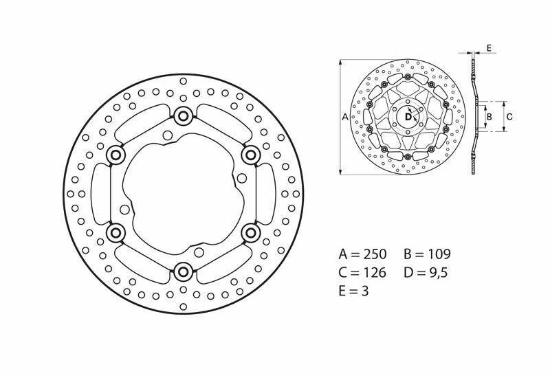 BREMBO Serie Oro rund schwimmend Bremsscheibe