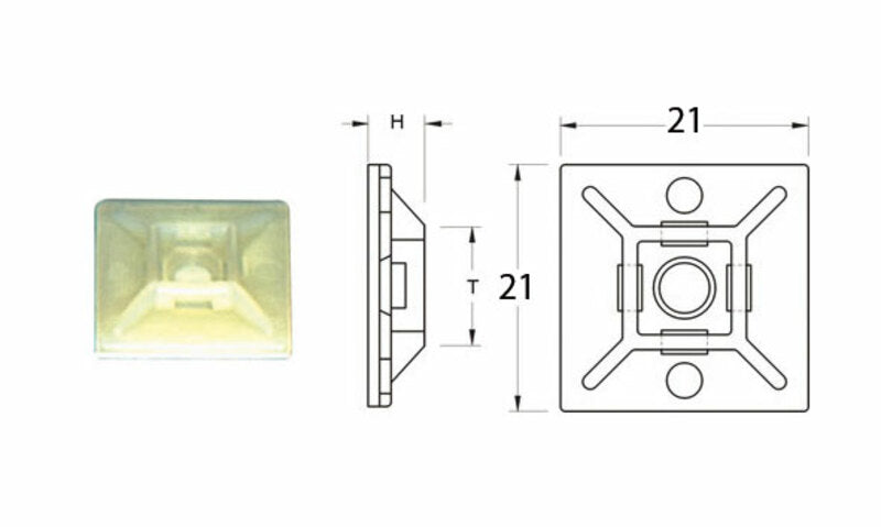 BIHR Klebebefestigungen weiss für Nylonschelle 21 x 21 mm
