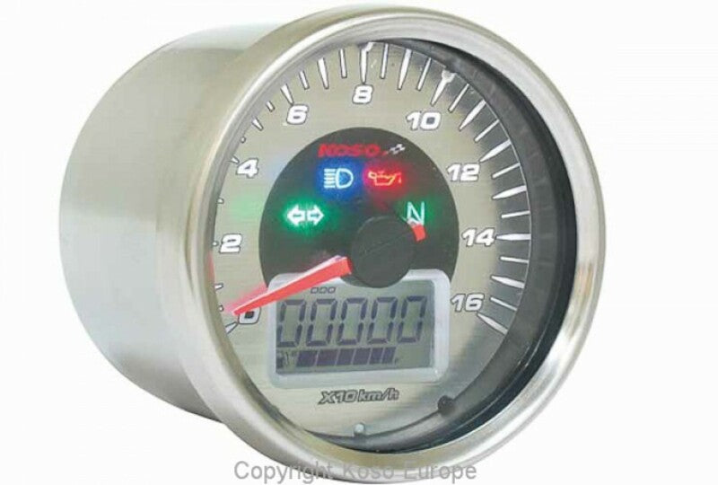 KOSO Tachometer D64-S LCD GP Style rund universal verchromt