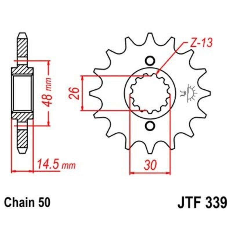JT SPROCKETS Stahl geräuscharmes vorderes Ritzel 339 - 530
