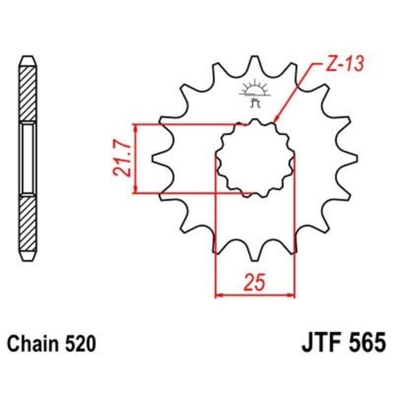 JT SPROCKETS geräuscharmes vorderes Ritzel 565 - 520