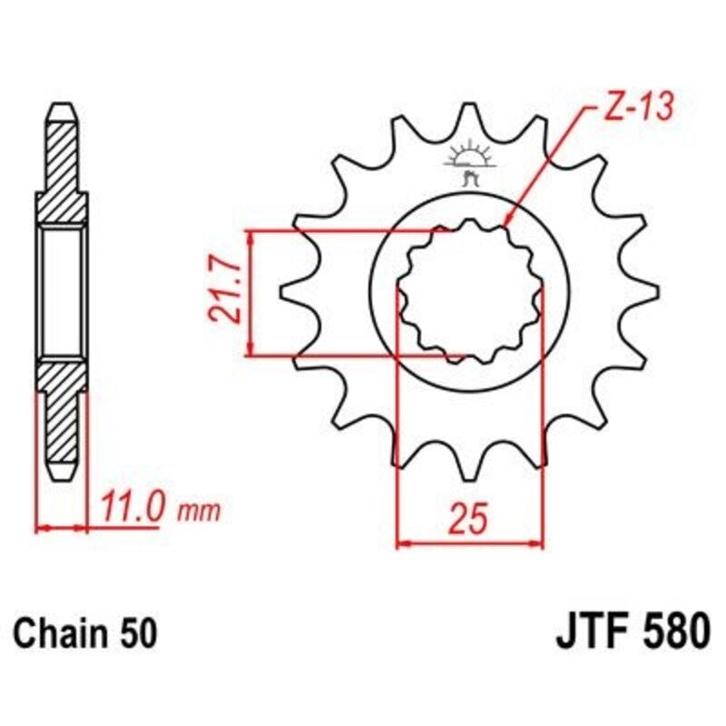JT SPROCKETS geräuscharmes vorderes Ritzel 580 - 530